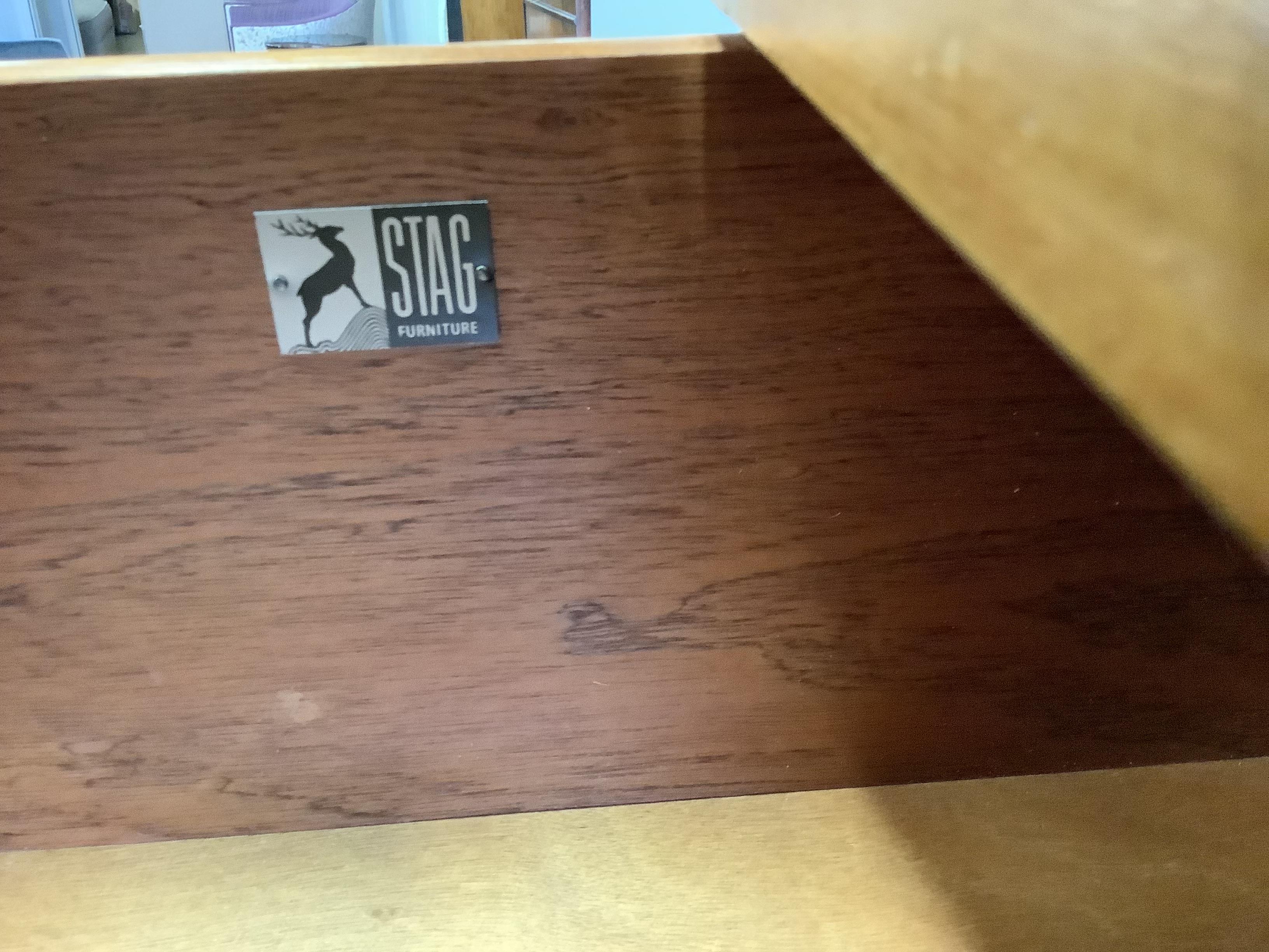 Two mid century Stag chests of drawers, larger width 76cm, depth 46cm, height 110cm